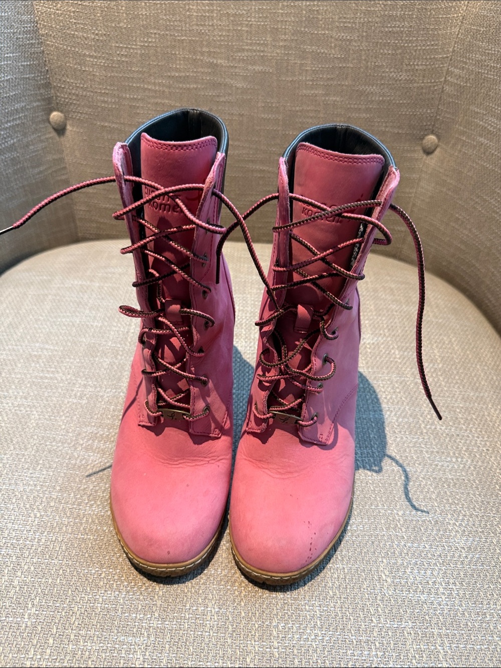 Timberland Pink Lace-Up Women's Leather Boots